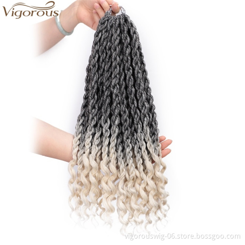Vigorous High Temperature 14 Inch Crochet Hair Box Braids Curly Ends Ombre Synthetic Hair Extension For Black Women